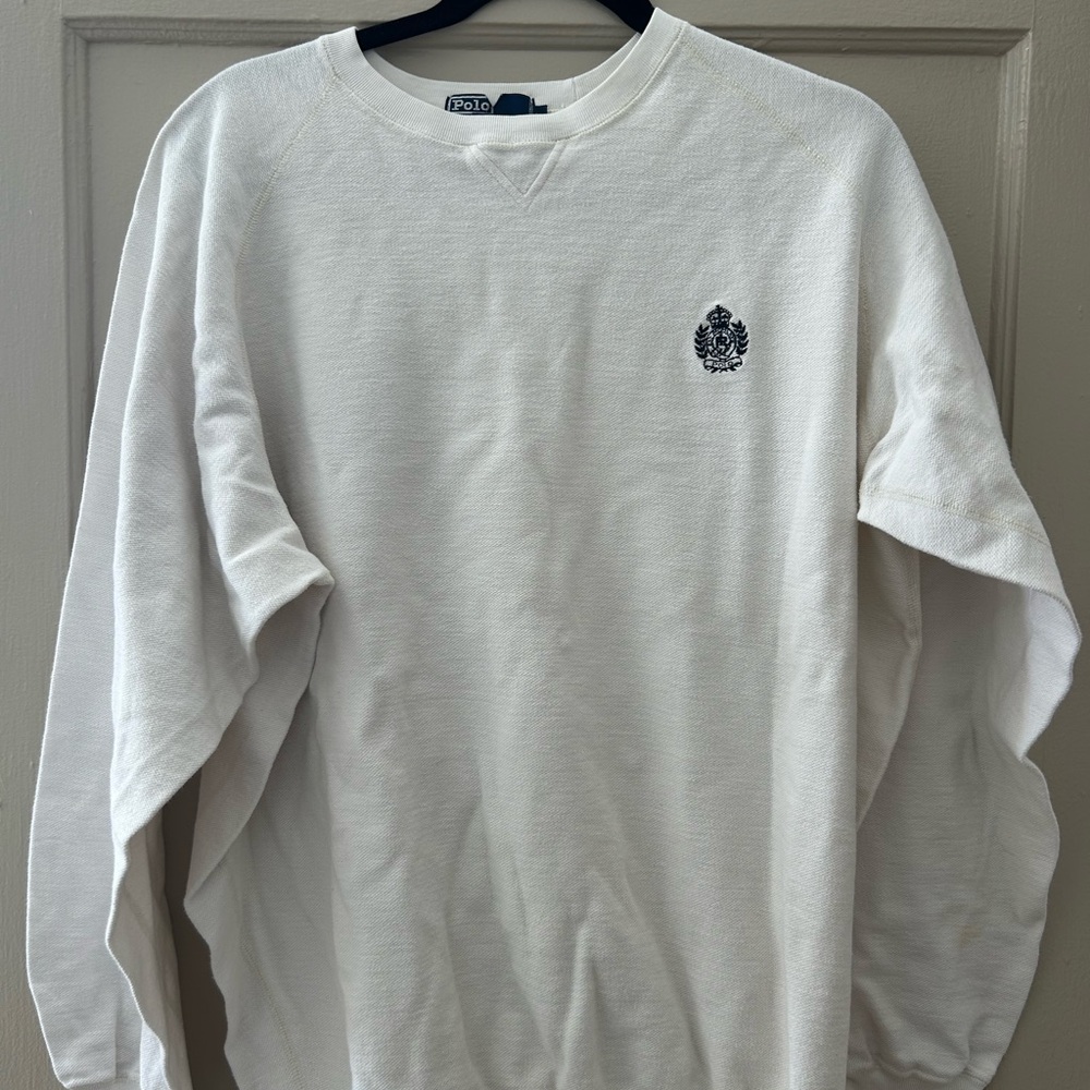 Vintage Polo Ralph Lauren Men's Cream Long-Sleeve